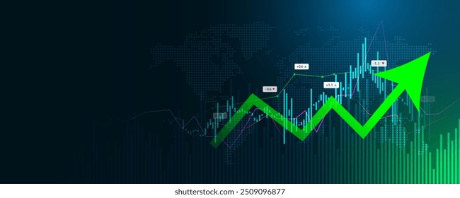 gráfico de fundo da tecnologia negociação financeira mercado de ações e flutuações de moeda em todo o mundo
