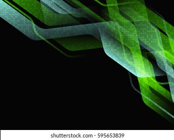 Technology background with green stripes. Abstract vector illustration