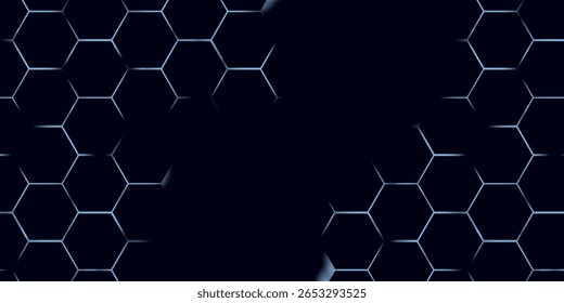 Tecnología de fondo Hexagon Glow Neon Line tema de fondo de negocios