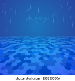 Technology background hexagon perspective modern line and light glow. vector illustration