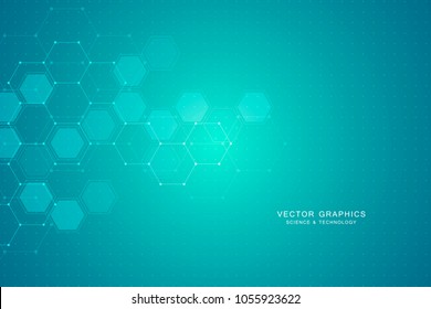 Technology background with hexagons. Molecular structure and chemical compounds. Geometric asbstrat background. Vector illustration