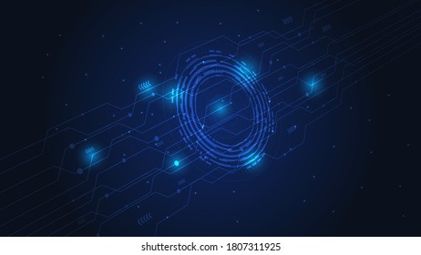 Technology background Hi-tech design concept and blue light background. Vector illustration