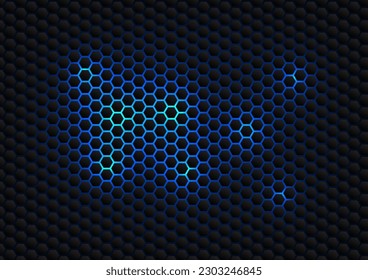 Technology background honeycomb Use geometric shapes to form a dark tone into a hexagonal shape, inserting the blue tone behind. Emphasis on technology-related posters or illustrations