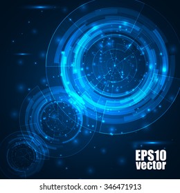 Technology background with HUD elements. Vector illustration for you business artwork.