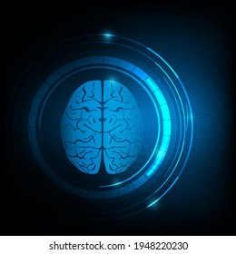 Technology background of human brain and electroencephalogram or brain waves. Vector illustration.