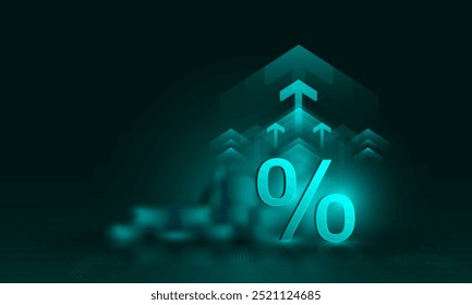 Tecnología Imagen de fondo, concepto financiero, aumento porcentual en las ventas bursátiles