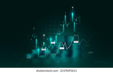 Technology background image of financial graphs and currency exchange rate changes in the stock market