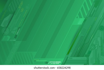 Technology background image with lot of hi-tech gadgets and digital elements, green concept