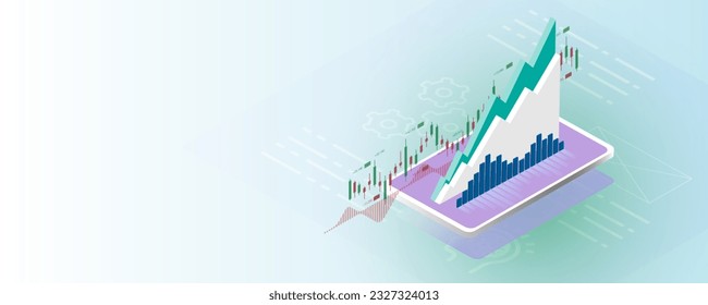 Technology background image, investment graph, diagram, financial data analysis, smart phone digital marketing