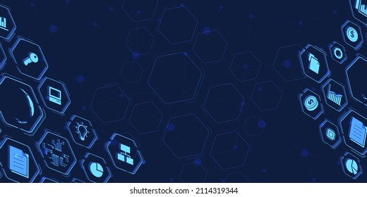 Technologie-Hintergrund mit Infografik auf der linken und rechten Seite und Kopienraum auf der linken Seite