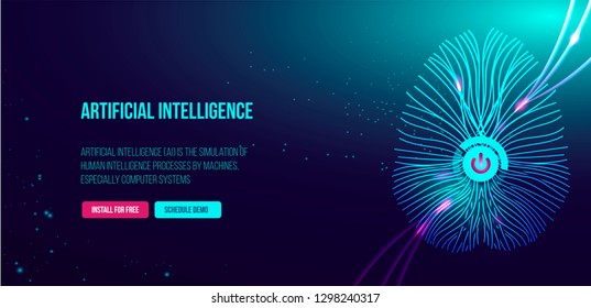 technology background landing page represent artificial intelligence and cyber space concept