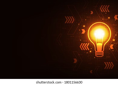 Technology background light bulb vector in creative style.