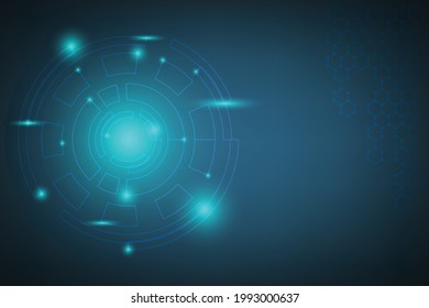 Fondo tecnológico con conexión de círculo de línea y luz brillante. Fondo abstracto con energía de luz azul. Estructura de datos químicos con molecular.  