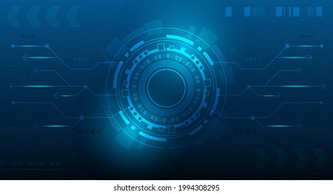 technology background and line diagram blue technology.Circle technology network working.