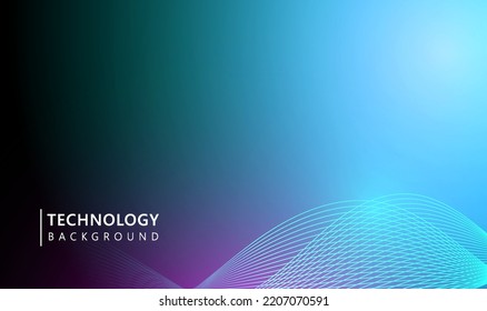 Technology background with a line wave banner dimension, modern blue purple wallpaper with a round wave and line