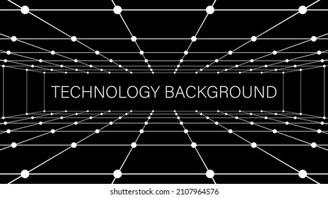 Technology background of lines and dots. Connected particles. Network geometry background. Vector illustration