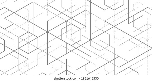 Technology background of lines.Geometric isomerism of squares.Line art design.Vector illustration.