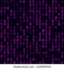 Technology Background. Magenta filled hexademical background. Small sized seamless pattern. Authentic vector illustration.