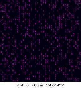 Technology Background. Magenta sparse hexadecimal background. Medium sized seamless pattern. Stylish vector illustration.