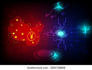Technology background with Map of china.