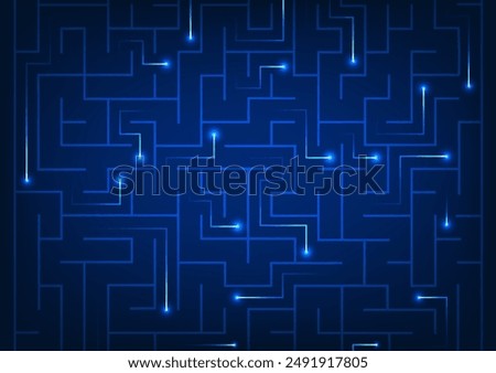 Technology background Maze with light lines leading the way Shows the use of cyber technology to search for information on the internet. Come to help solve problems and provide solutions.