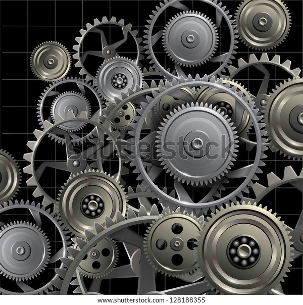 Technology Background Metal Gears Cogwheels Vector Stock Vector ...