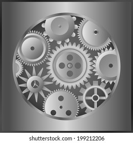 Technology background with metal gears. Vector illustration.