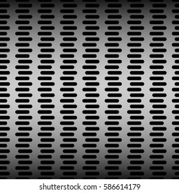 Technology background with metal texture and seamless perforated pattern.