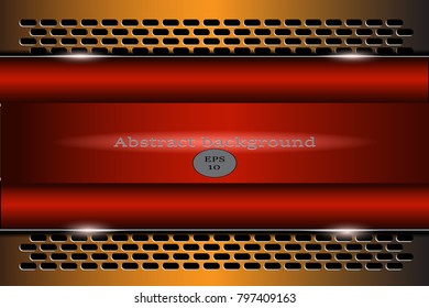 Technology background with metallic banner, vector illustration.