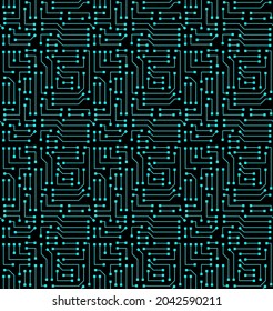 Technology background with micro circuit board. Seamless high tech pattern. IT texture. Stock vector illustration.