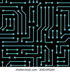 Fondo tecnológico con placa de microcircuito. Patrón de alta tecnología sin problemas. textura IT. Ilustración vectorial de material.