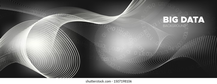 Technology Background. Monochrome Particles Stream. Gray Binary Pattern. Matrix Numbers. White Information Technology. Particle Future. Binary Code. Abstract Matrix. Streaming Visualization.
