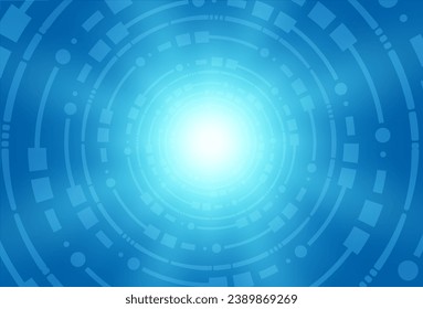 Technology Background With Neon Blue Glowing Lights Line Circle Frame. Future Wallpaper. BG. Vector Illustration. Backdrop