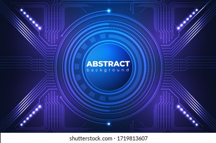 Technology Background. Neon Effect. Circuit Board Concept. Electronic Motherboard Illustration. Hi-tech Digital Technology And Engineering. Digital Technology Backdrop. Vector Illustration