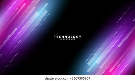 technology background with neon light effect lines