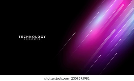 technology background with neon light effect lines