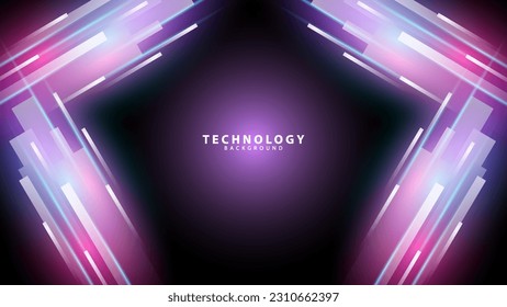technology background with neon light effect lines