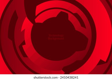 Technology Background With Neon Red Glowing Lights Line Circle Frame. Future Wallpaper. BG. Vector Illustration