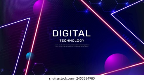 Technology background with neon triangles vector design in eps 10