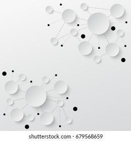 Technology background. Paper cut circles with shadows and lines. Vector illustration.