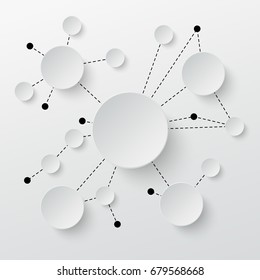 Technology background. Paper cut circles with shadows and lines. Vector illustration.