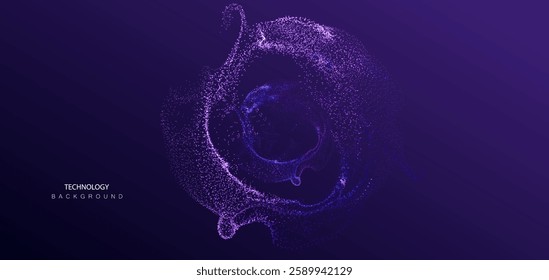 technology background: particle circles, round neon pattern, big data science vector 