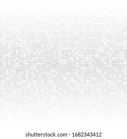 Technology Background. PCB Monochrome Backdrop. Gray Texture. Digital Abstract Pattern. Vector illustration