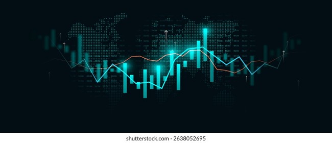 Technology background picture, graph, financial analysis, stock market, trading planning