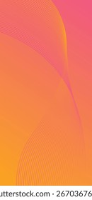 Tecnología de fondo. Degradado amarillo rosado. Líneas claras sobre fondo naranja. Línea de fluido ondulado