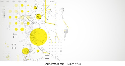 Technology background with plexus effect. Big data concept. Binary computer code. Vector illustration.