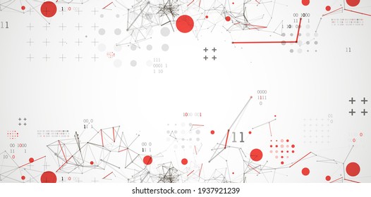 Technology background with plexus effect. Big data concept. Binary computer code. Vector illustration.