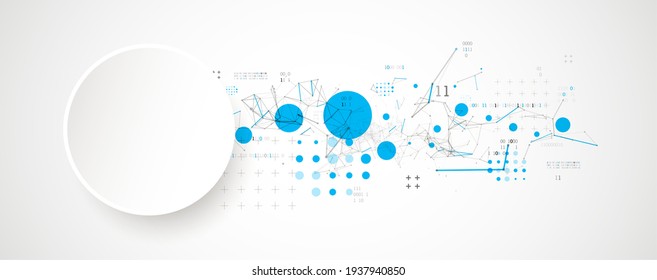 Technology background with plexus effect. Big data concept. Binary computer code. Vector illustration.