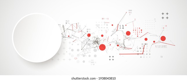 Technology background with plexus effect. Big data concept. Binary computer code. Vector illustration.