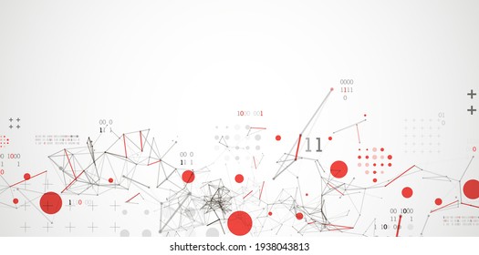 Technology background with plexus effect. Big data concept. Binary computer code. Vector illustration.